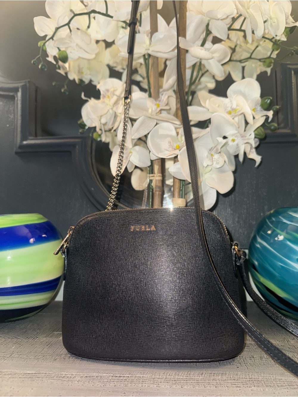 FURLA Black Leather Crossbody Bag - Bundle & Save on Shipping